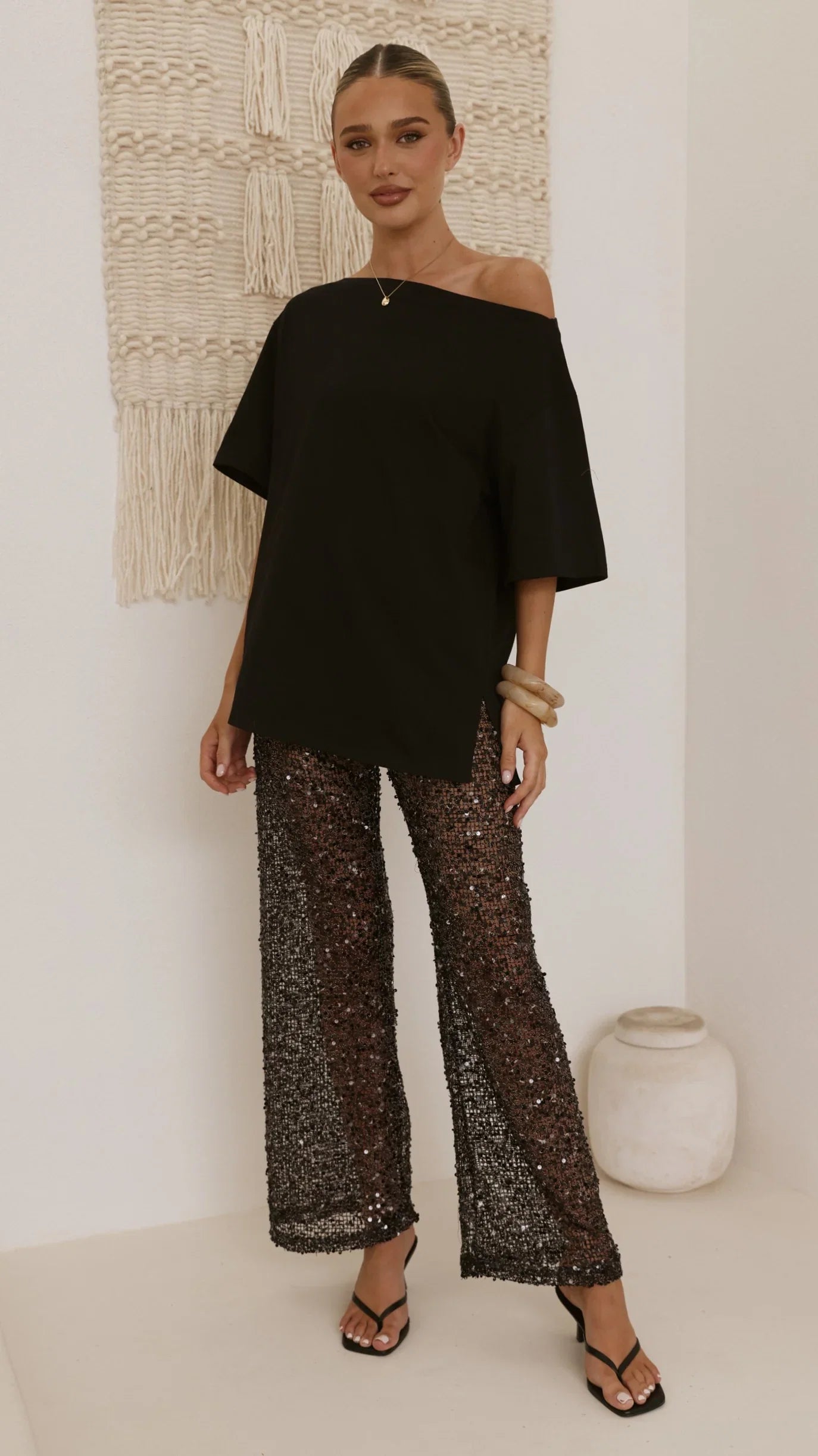 Zinnia Sequins Pant Black