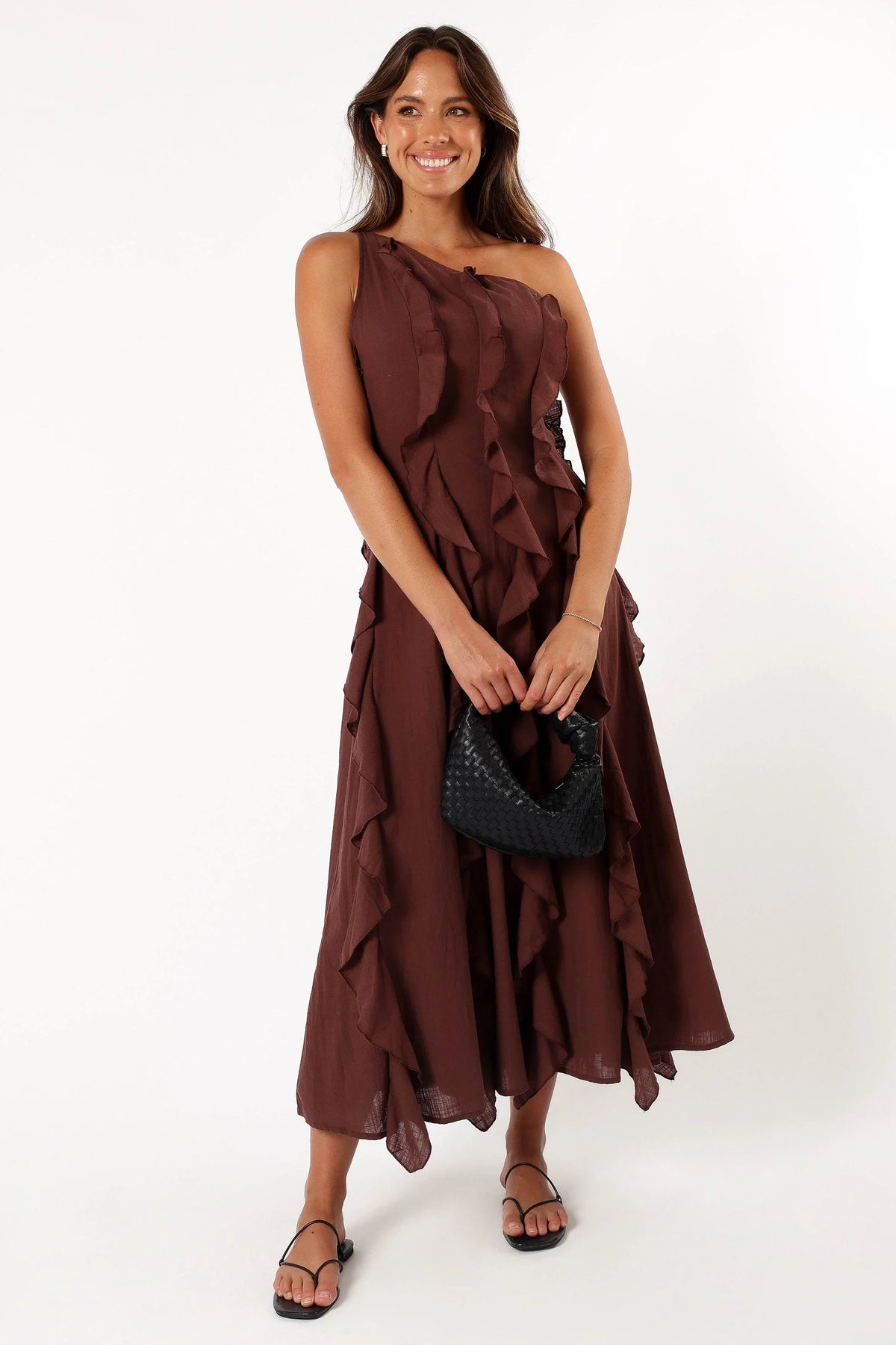 Maggy One Shoulder Dress Chocolate