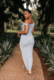 Sebastian Off Shoulder Maxi Dress Blue