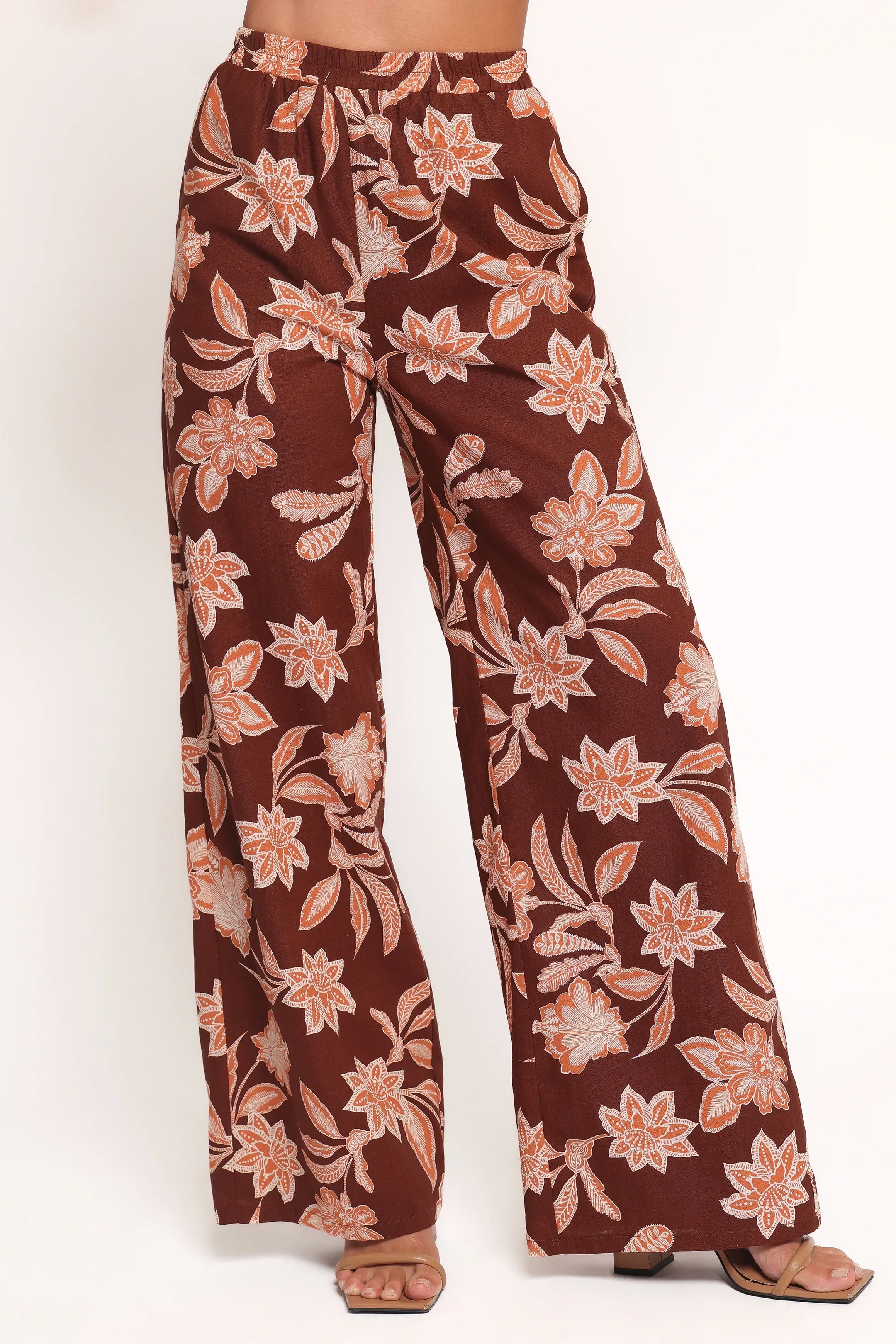 Samira Wide Leg Pant Orange Floral