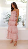 Page Maxi Dress Pink White Floral