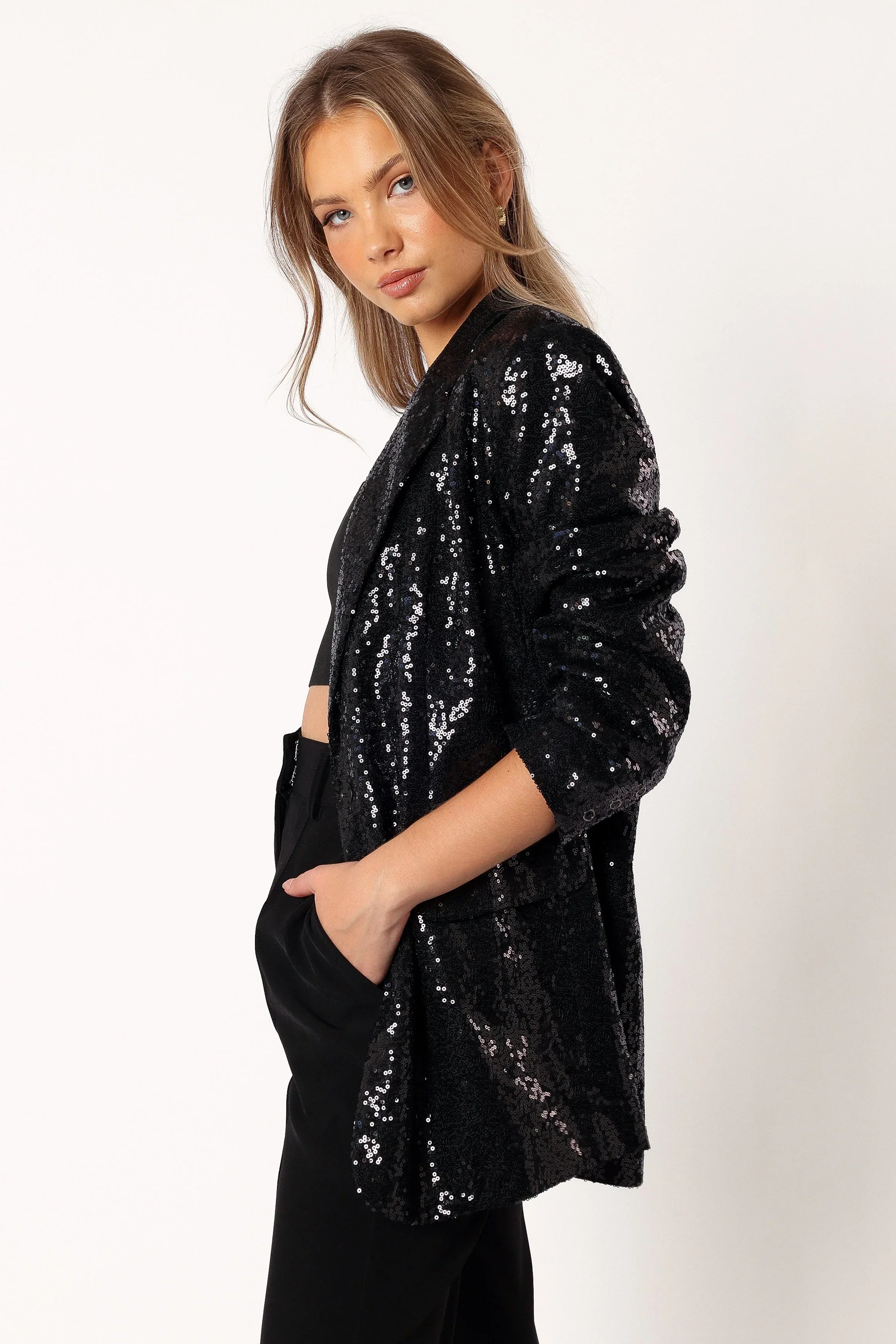 Delaney Sequin Blazer Black