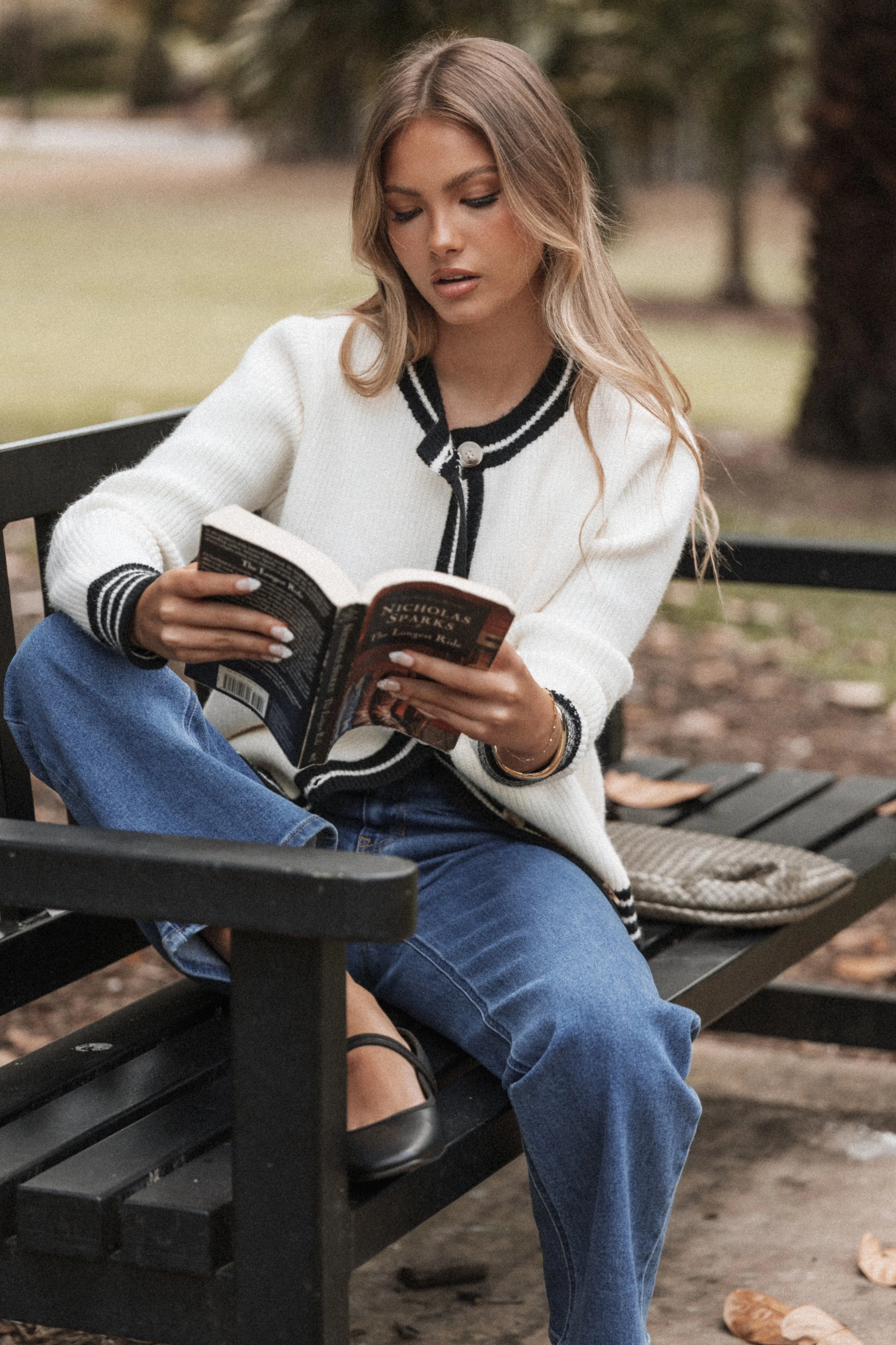Yorkshire Contrast Hem Cardigan Cream