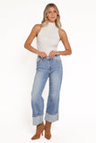 Just Black Cuffed Wide Leg Jean Medium