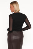 Cerys Mesh Top Black