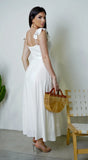 Valeria Corset Ruffle Midi Dress White