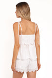 Zera Eyelet Scallop Shorts White