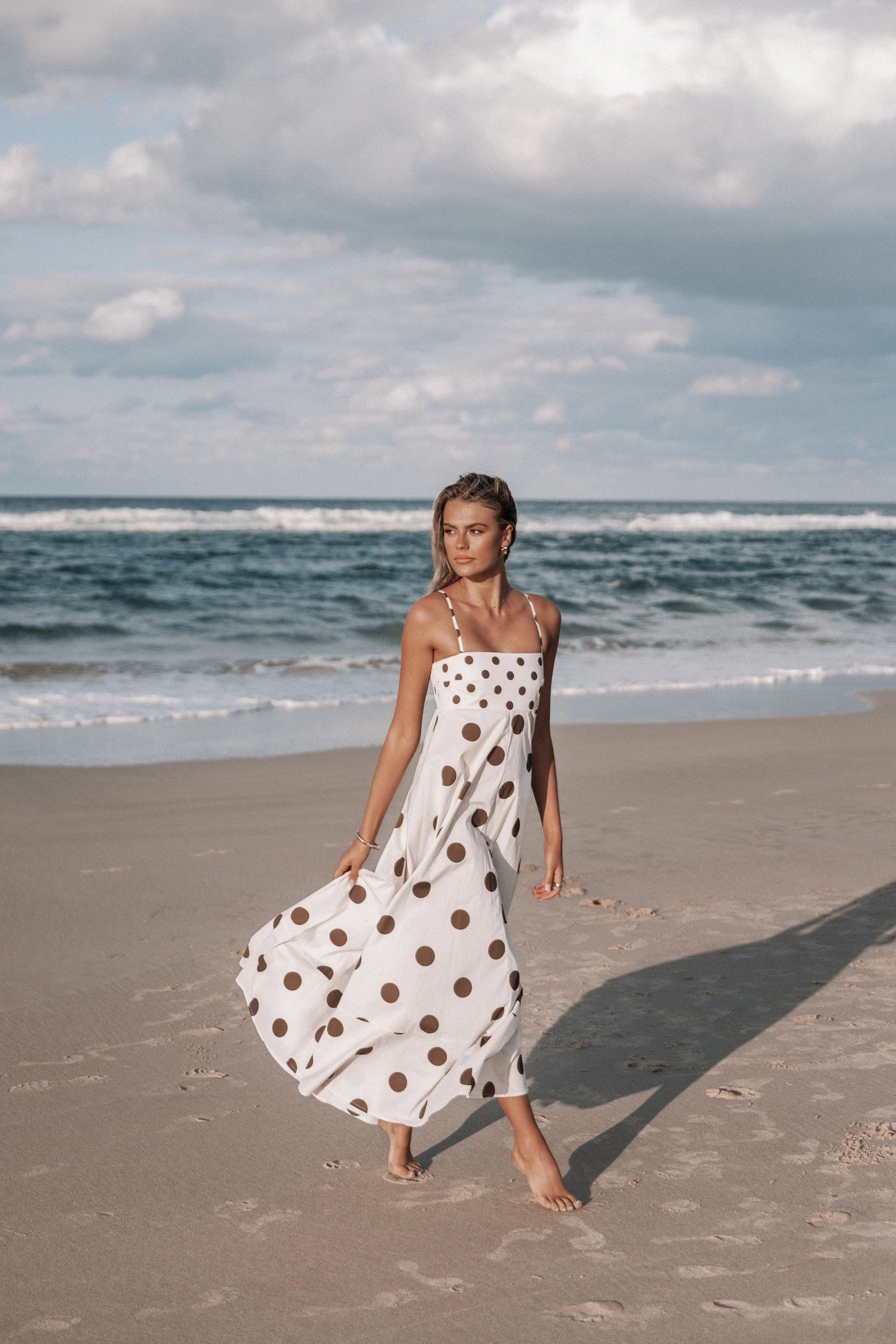 Deenie Maxi Dress Chocolate Brown Spot