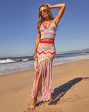 Horizon Honey Fringe Crochet Maxi Skirt