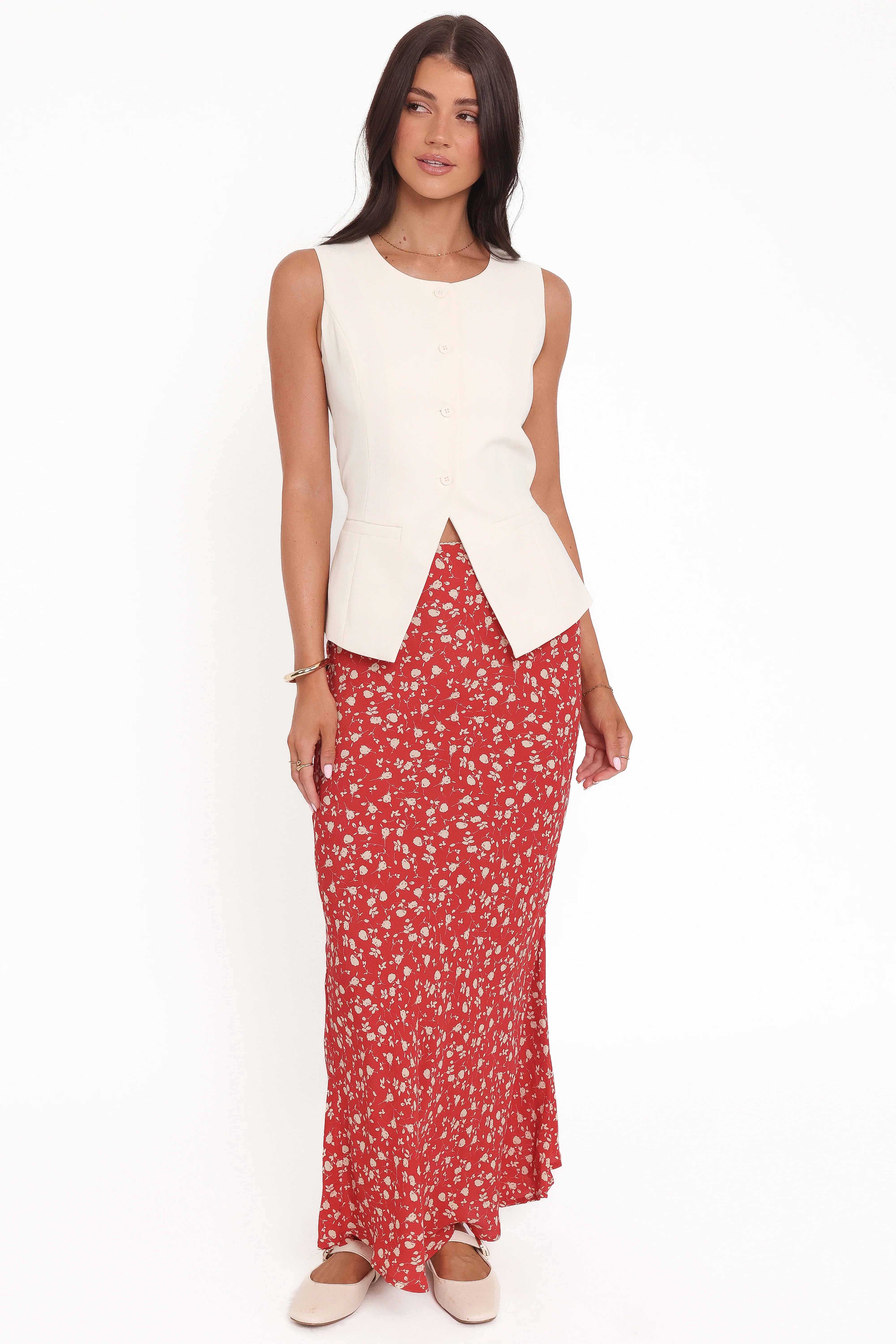 Zoella Maxi Skirt Red Floral