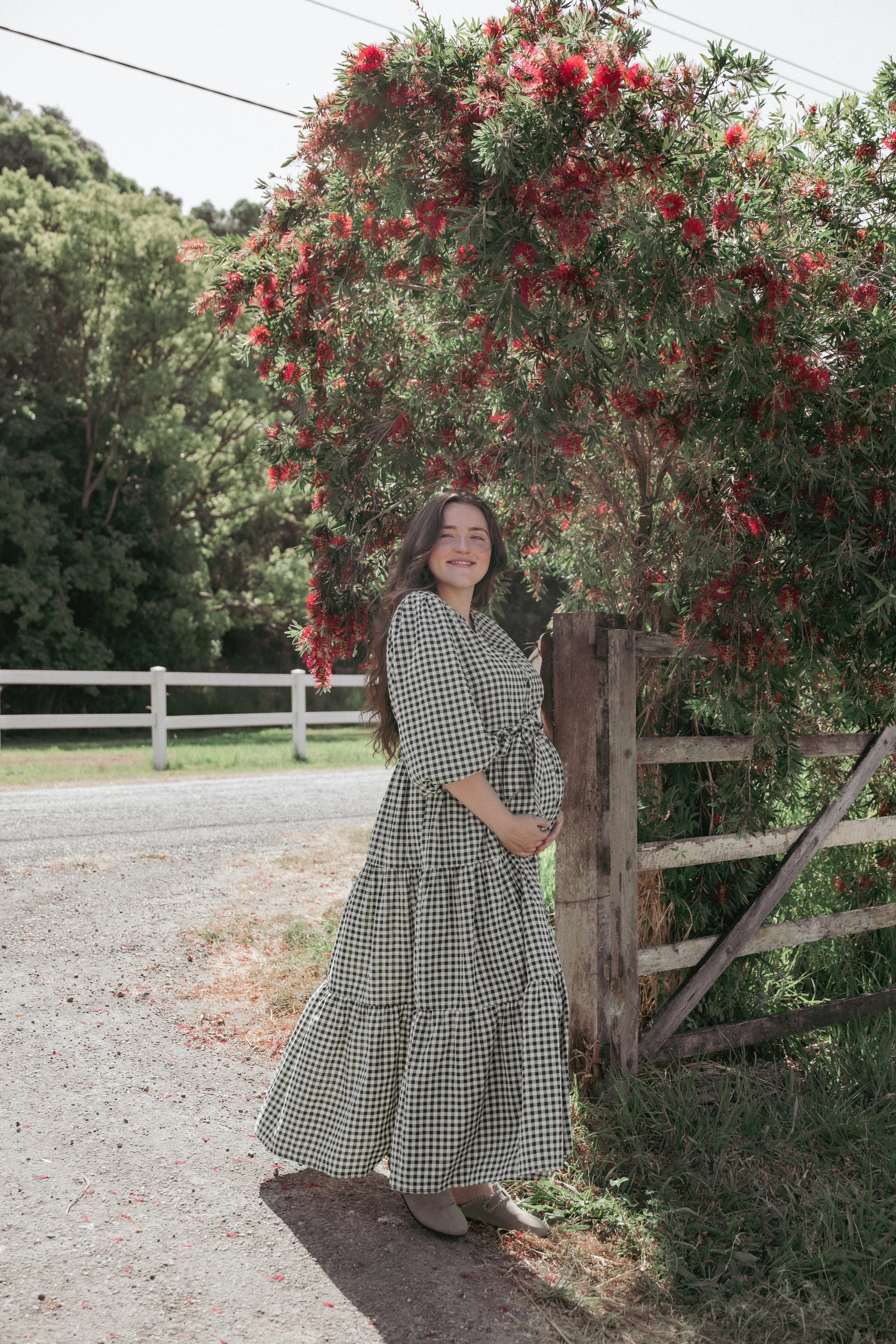 Dixon Maxi Dress Black Cream Gingham