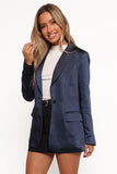 Williams Single Button Matte Satin Blazer Navy