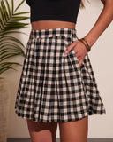 Velmiah Pleated Gingham Print Mini Skirt