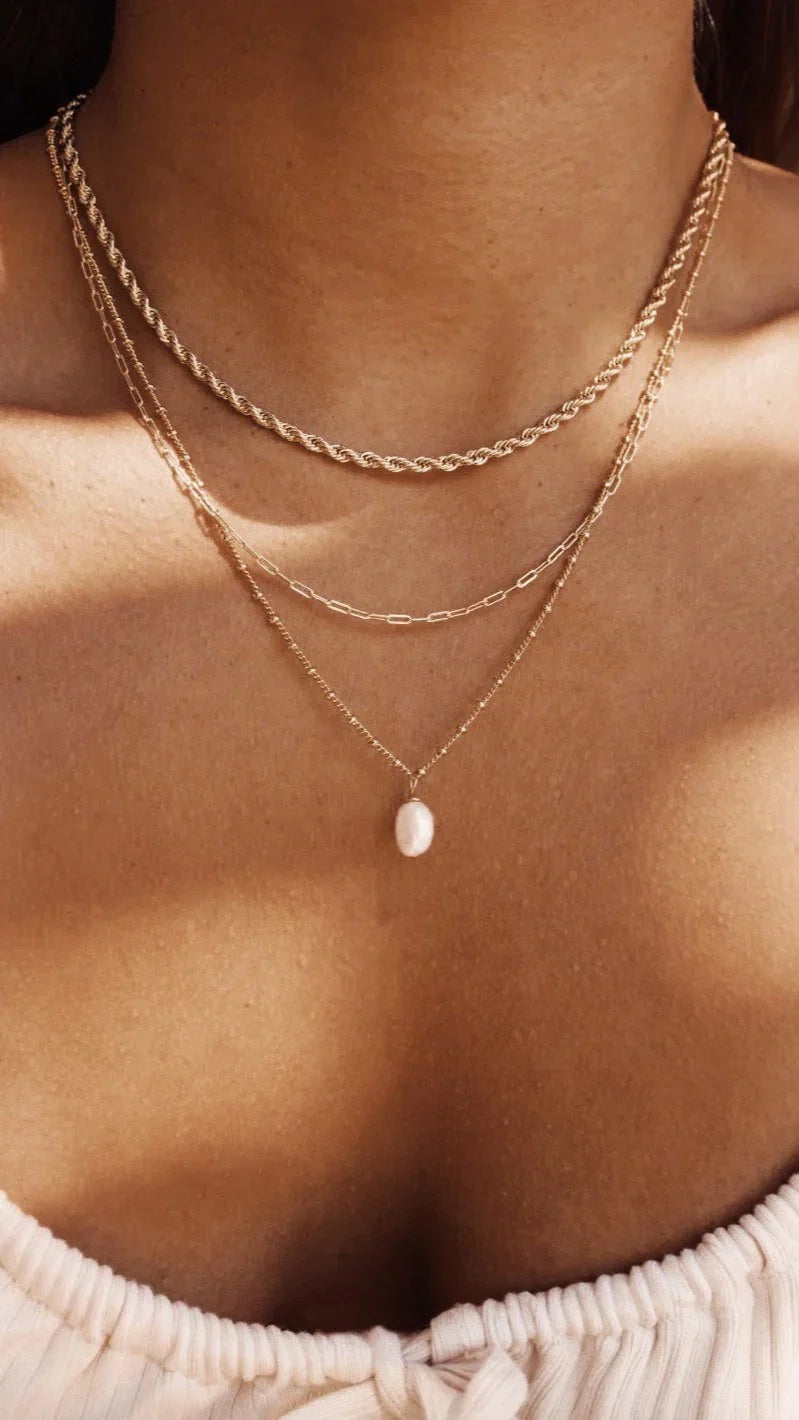 Wenda 14K Gold Necklace Gold Pearl