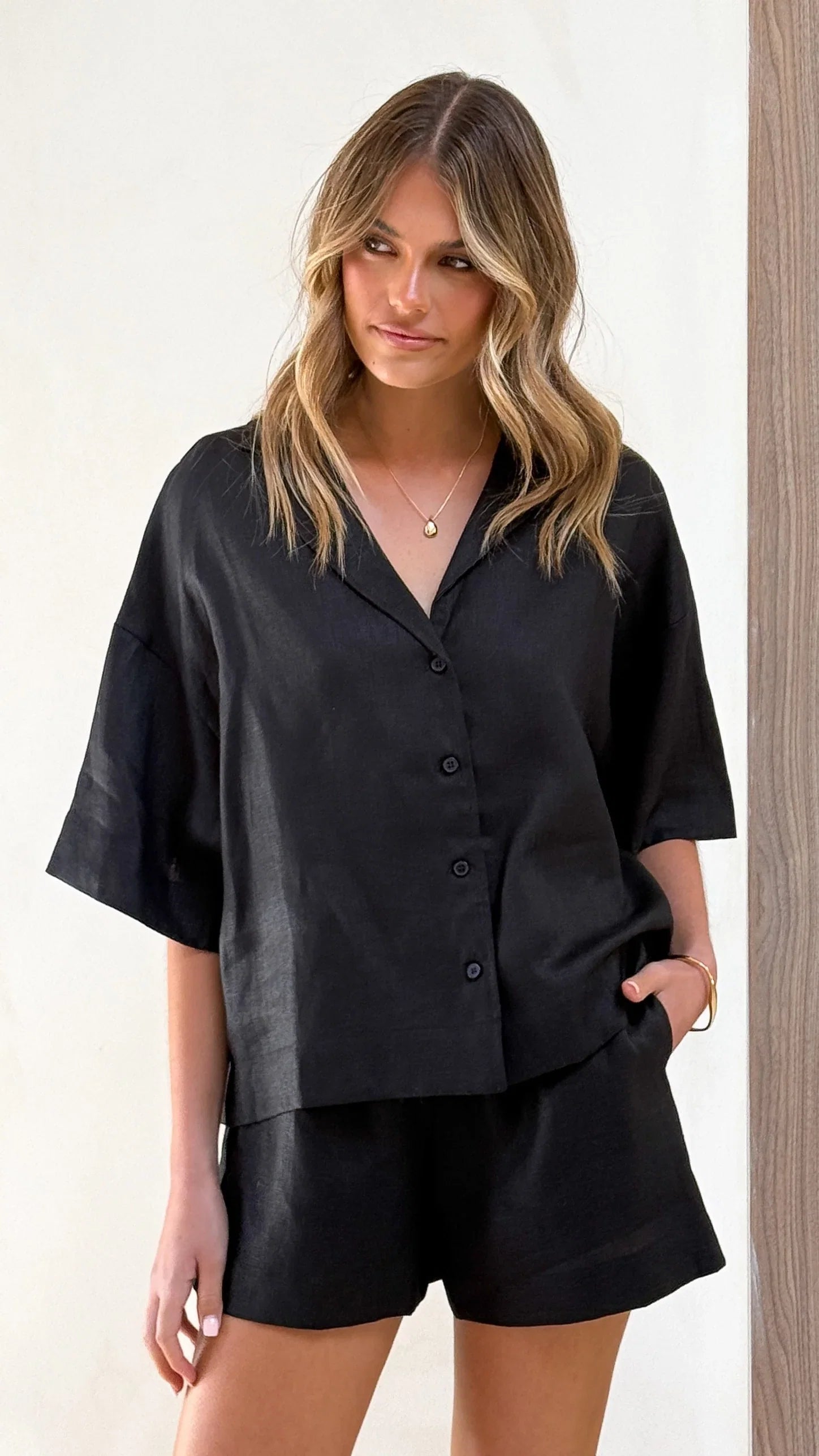 Luna Button Up Shirt Black
