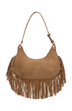 Wells Shoulder Bag Taupe Faux Suede