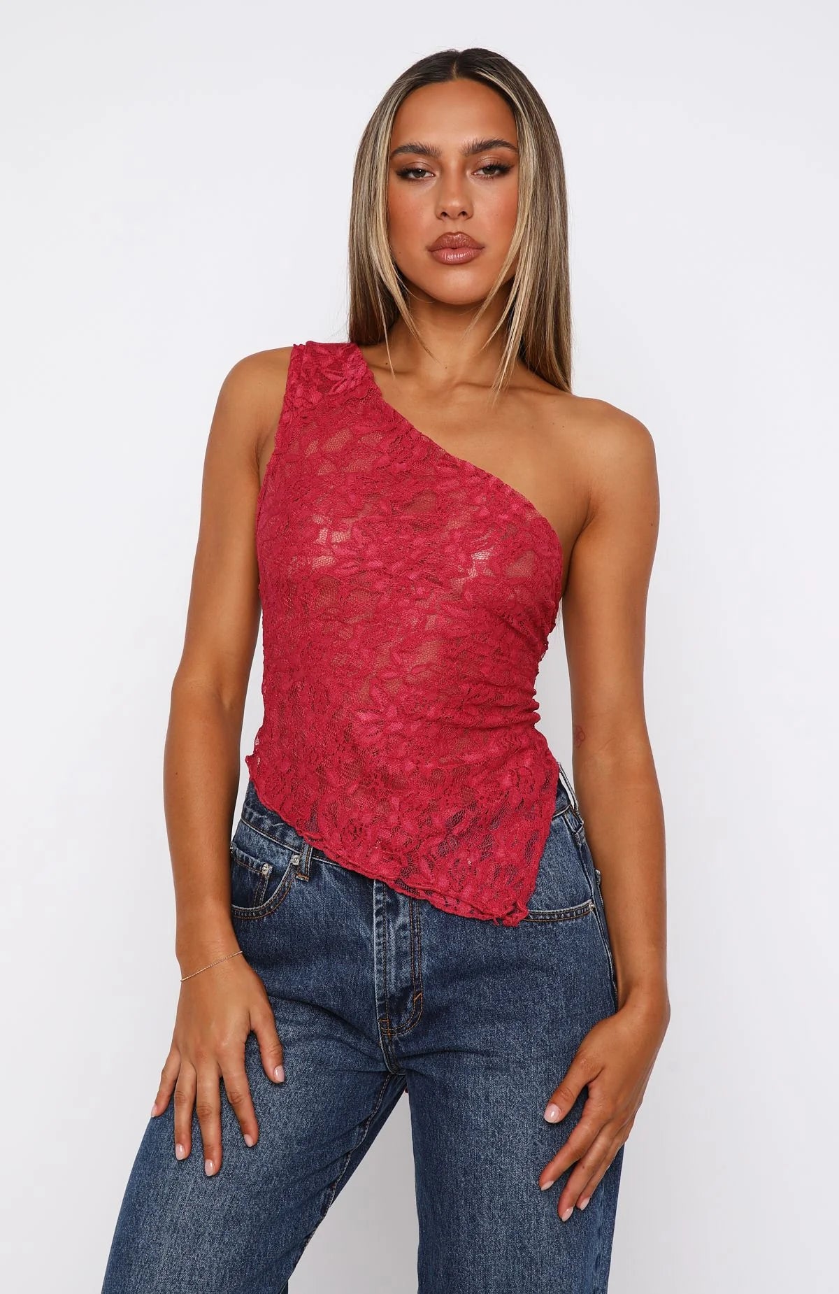 Its A Love Story Lace Top Berry