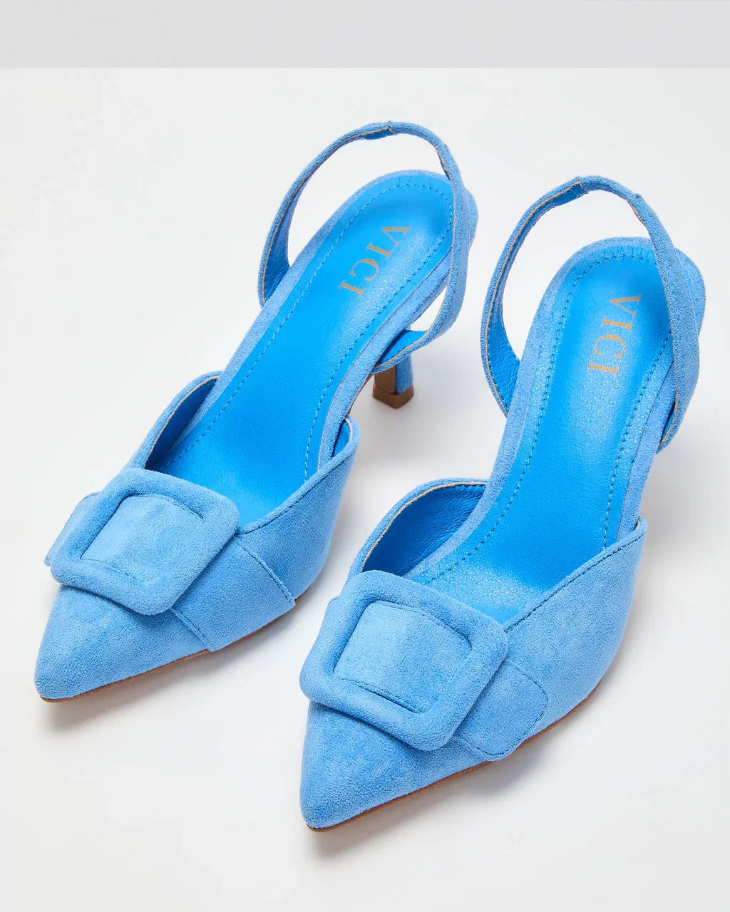 Shelbey Suede Buckle Slingback Heels