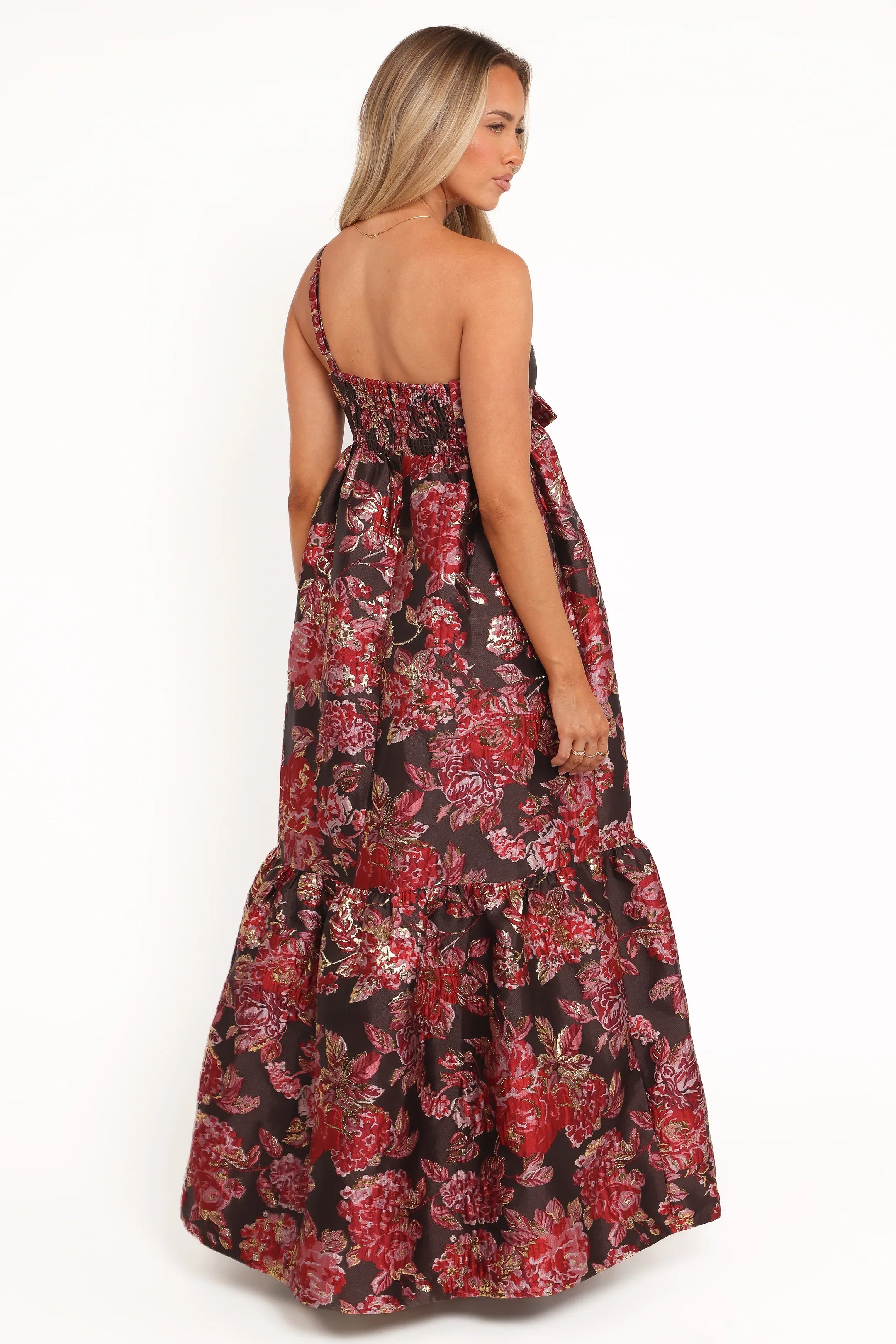 Betina Bow Front Maxi Dress Brown Floral