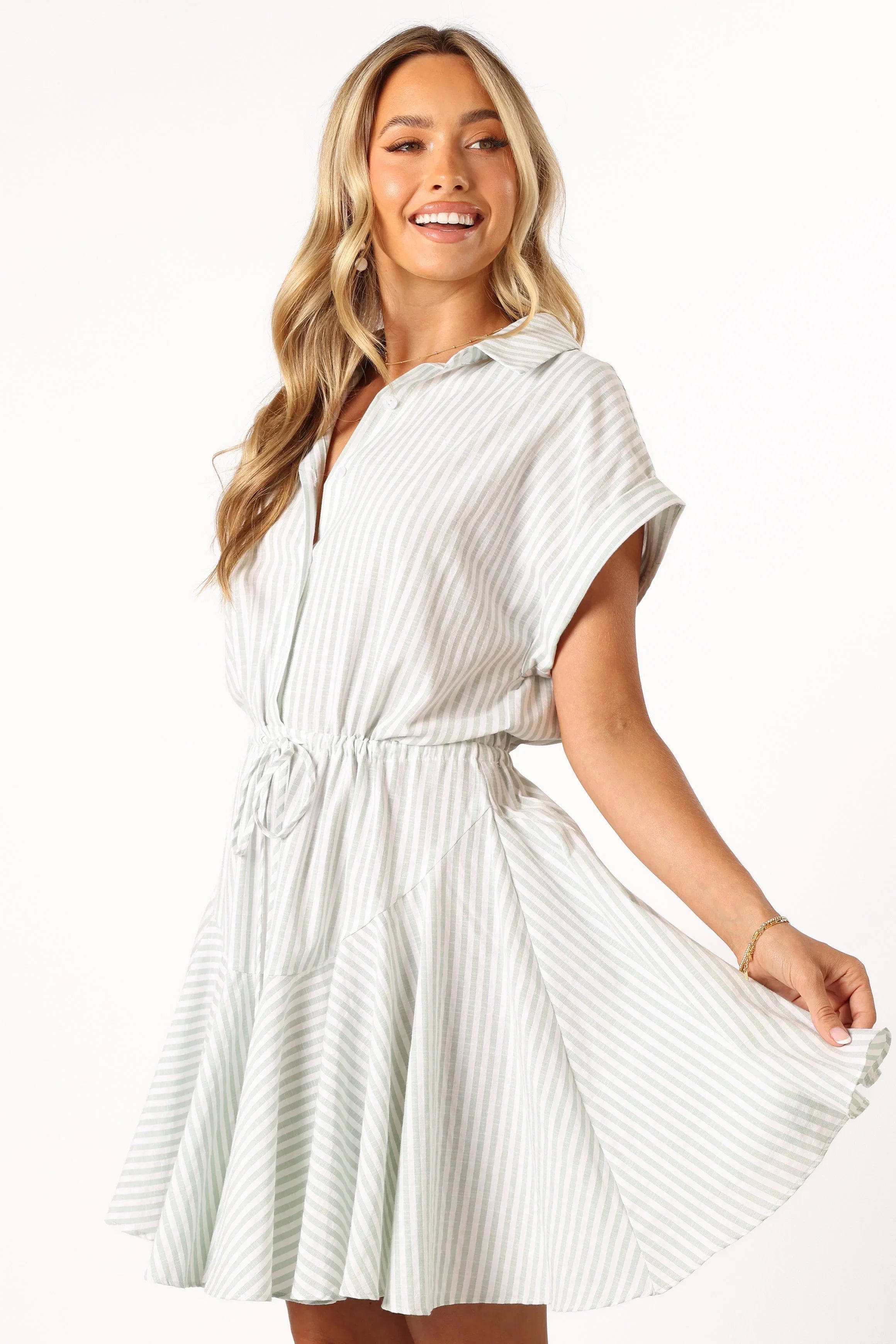Ilsa Mini Dress Sage Stripe