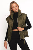 Haven Zip Front Puff Vest Olive