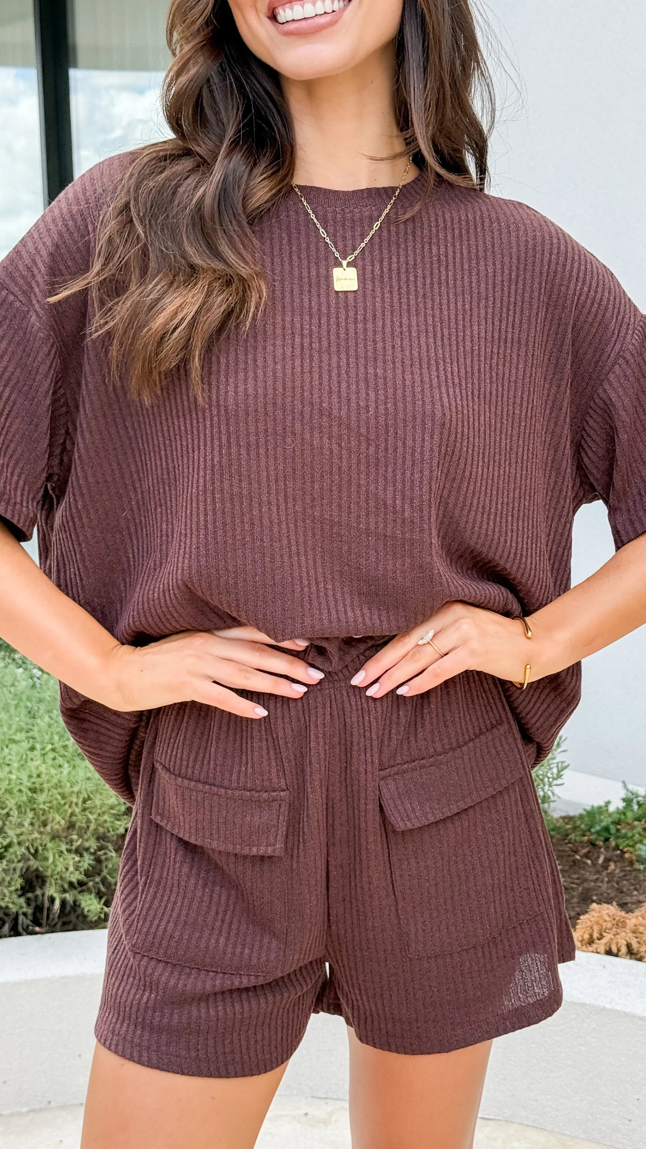 Selma Top and Shorts Set Chocolate