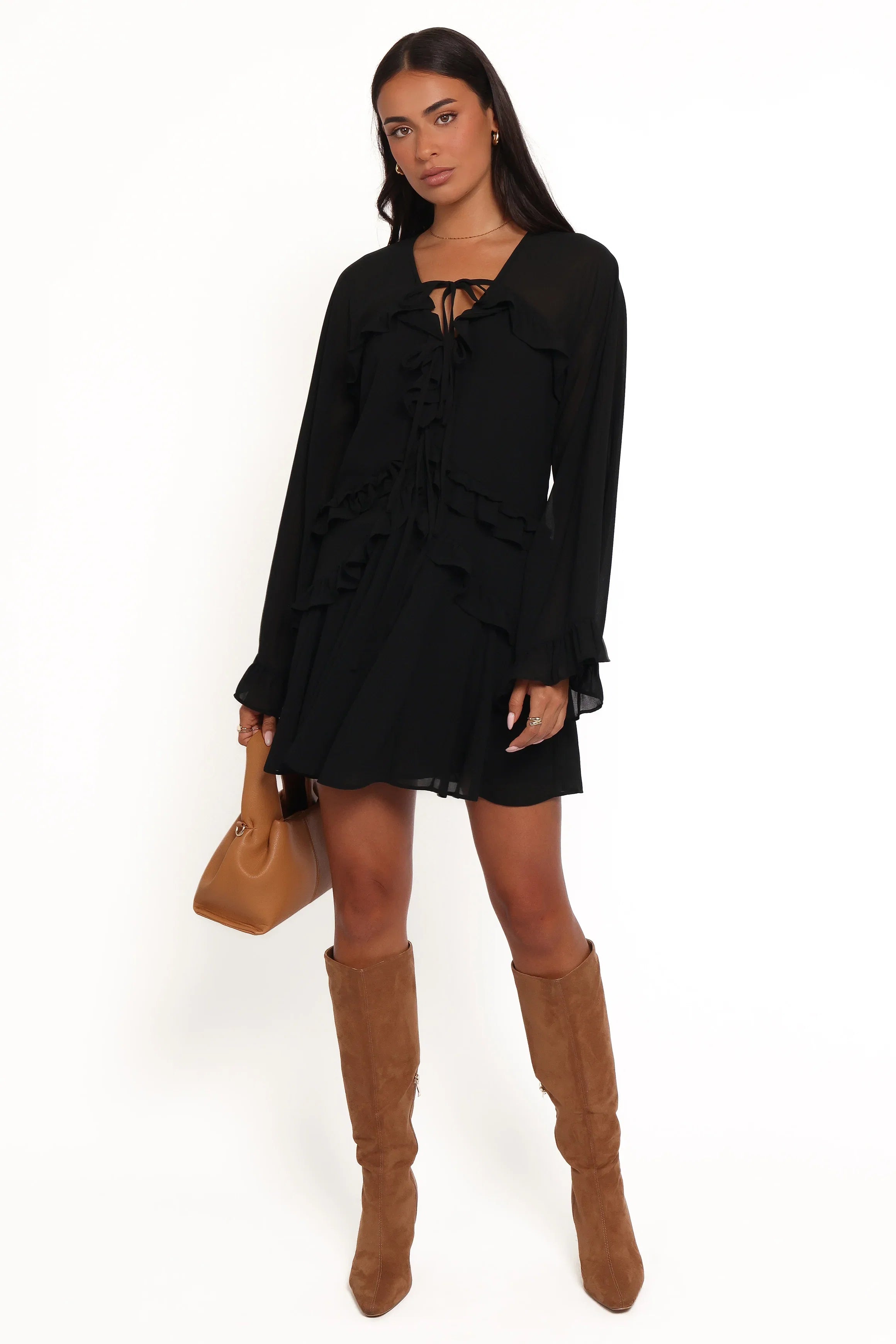 Magnolia Long Sleeve Mini Dress Black