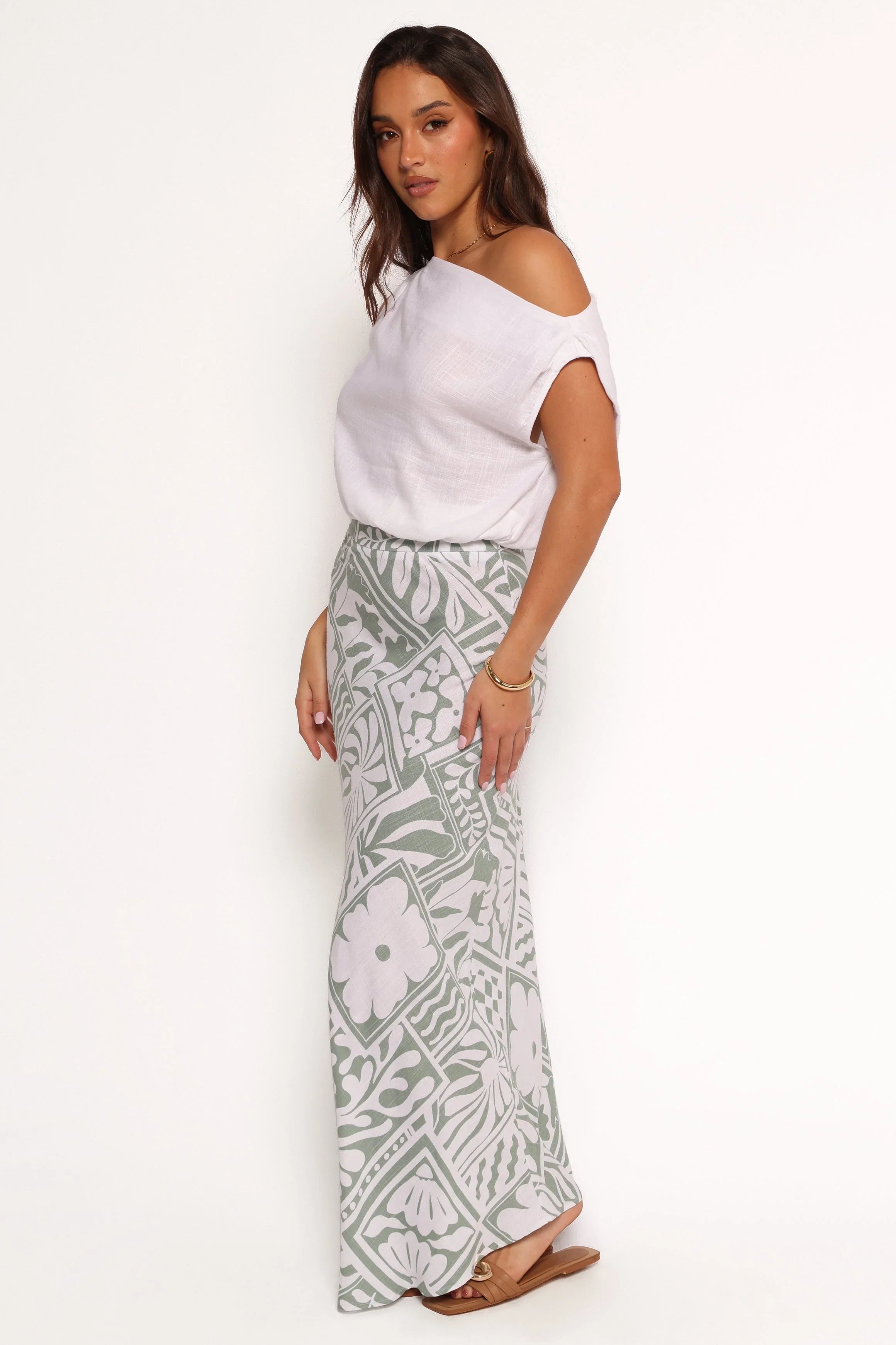 Willow Maxi Skirt Sage Print