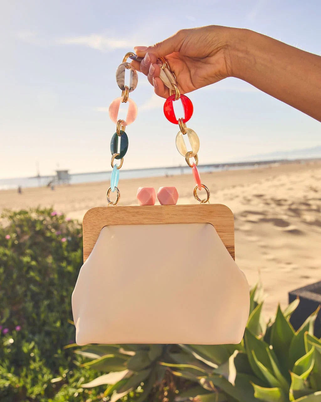 Maurena Acrylic Top Handle Pouch Clutch