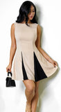 Rhode Contrast Godet Hem Mini Dress Beige