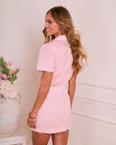 Dayglow Charm Striped Cotton Mini Shirt Dress