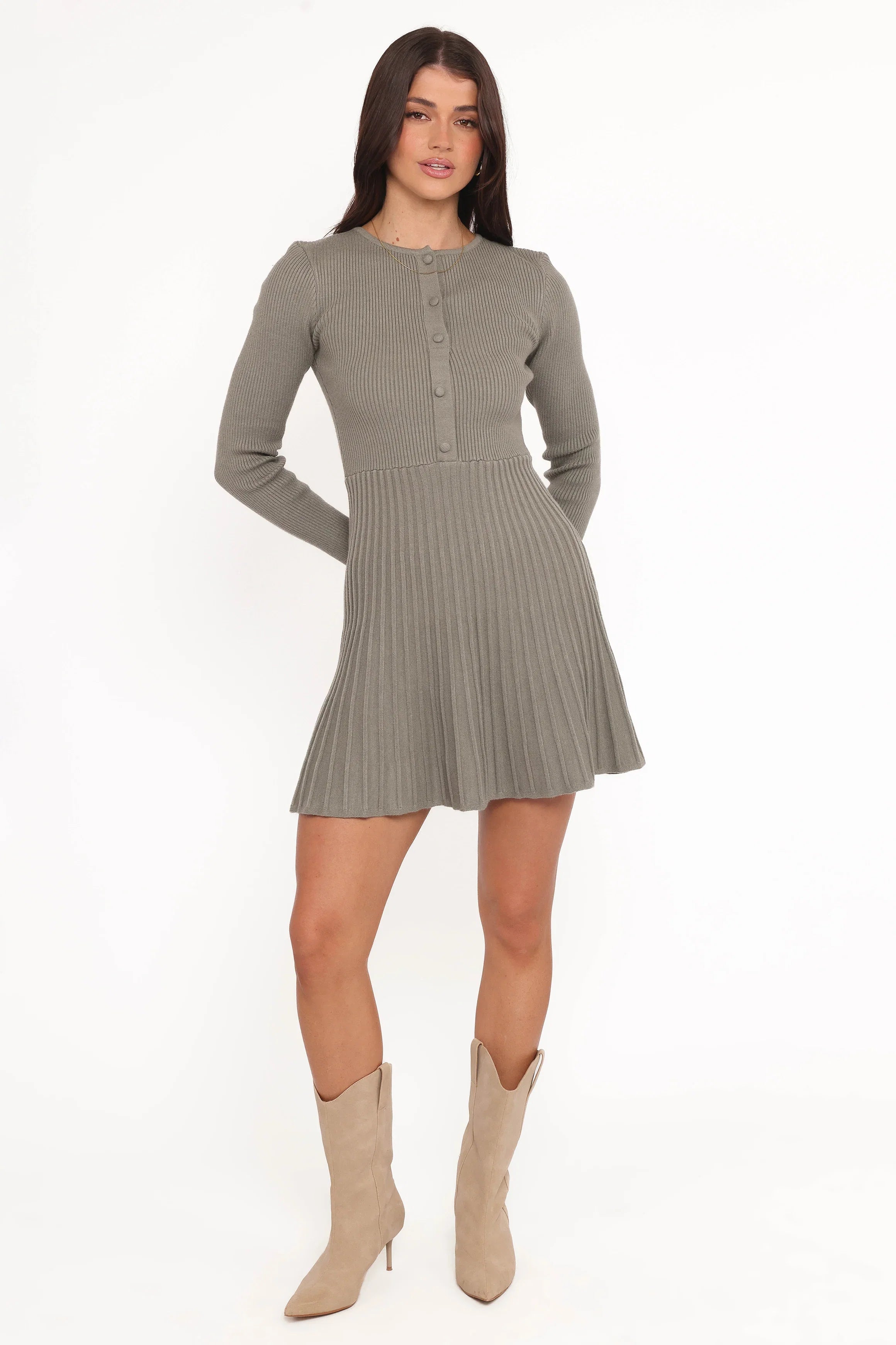 Darlina Long Sleeve Mini Dress Olive