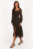 Ettie Long Sleeve Midi Dress Pine Tan