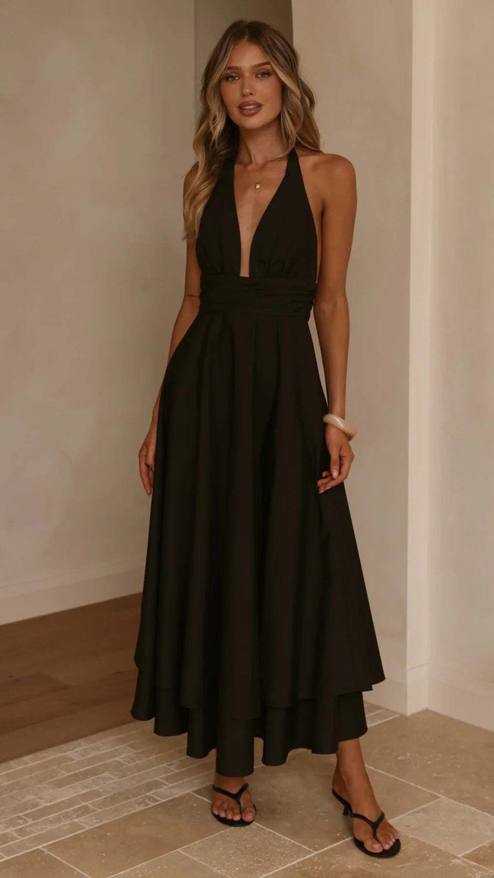 Kathy Halter Neck Maxi Dress Black
