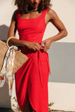 Misty Wrap Midi Dress Red Rogue