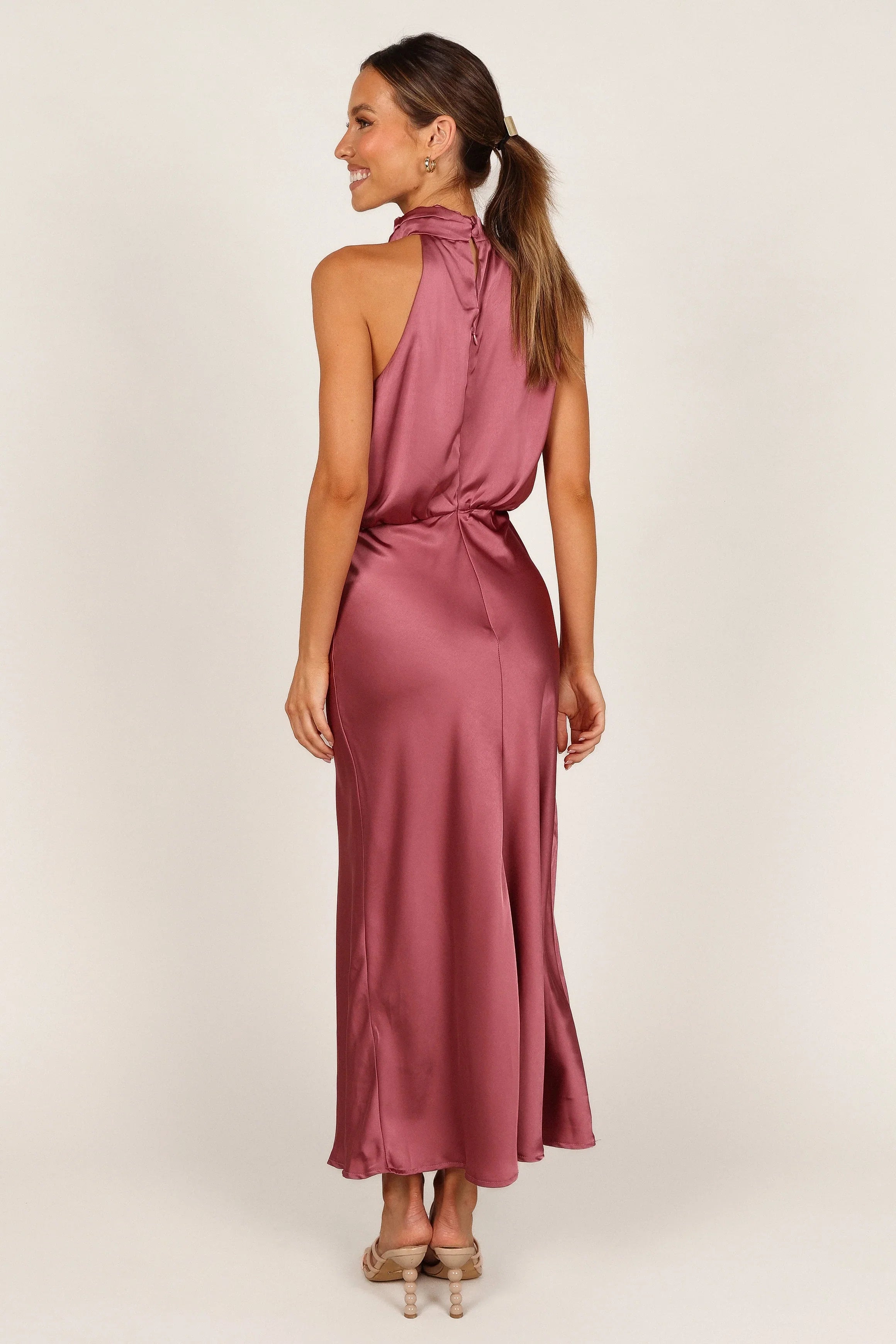 Anabelle Halter Neck Midi Dress Dusty Rose