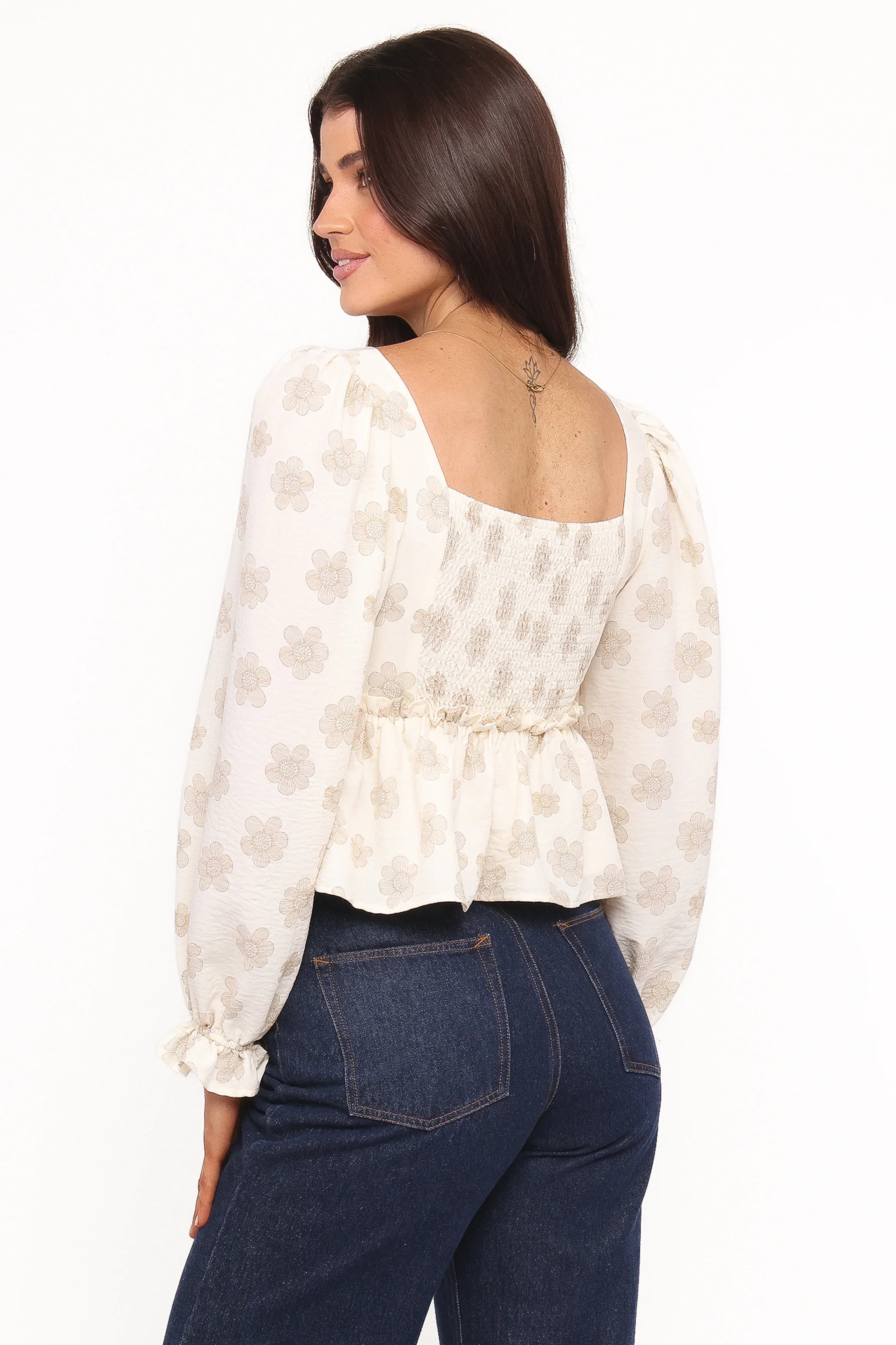 Cielo Top Sand Beige Floral