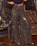 Starlit Toast Sequin Wide Leg Pants