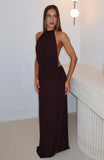 Shes Got That Look Halter Neck Maxi Dress Dark Chocolate