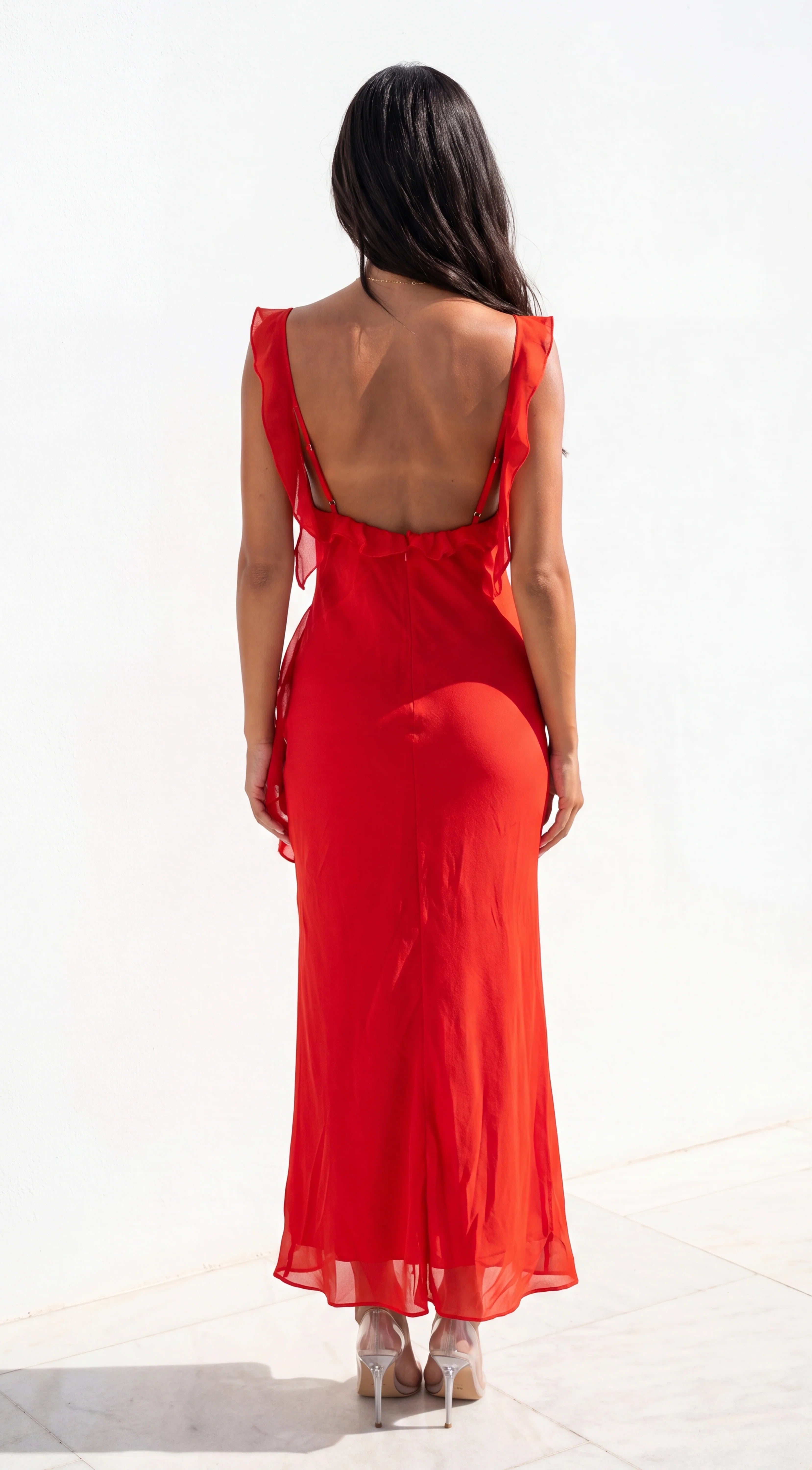 Ismeria Ruffle Maxi Dress Red