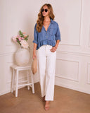 Joellyn Chambray Ruffle Hem Top