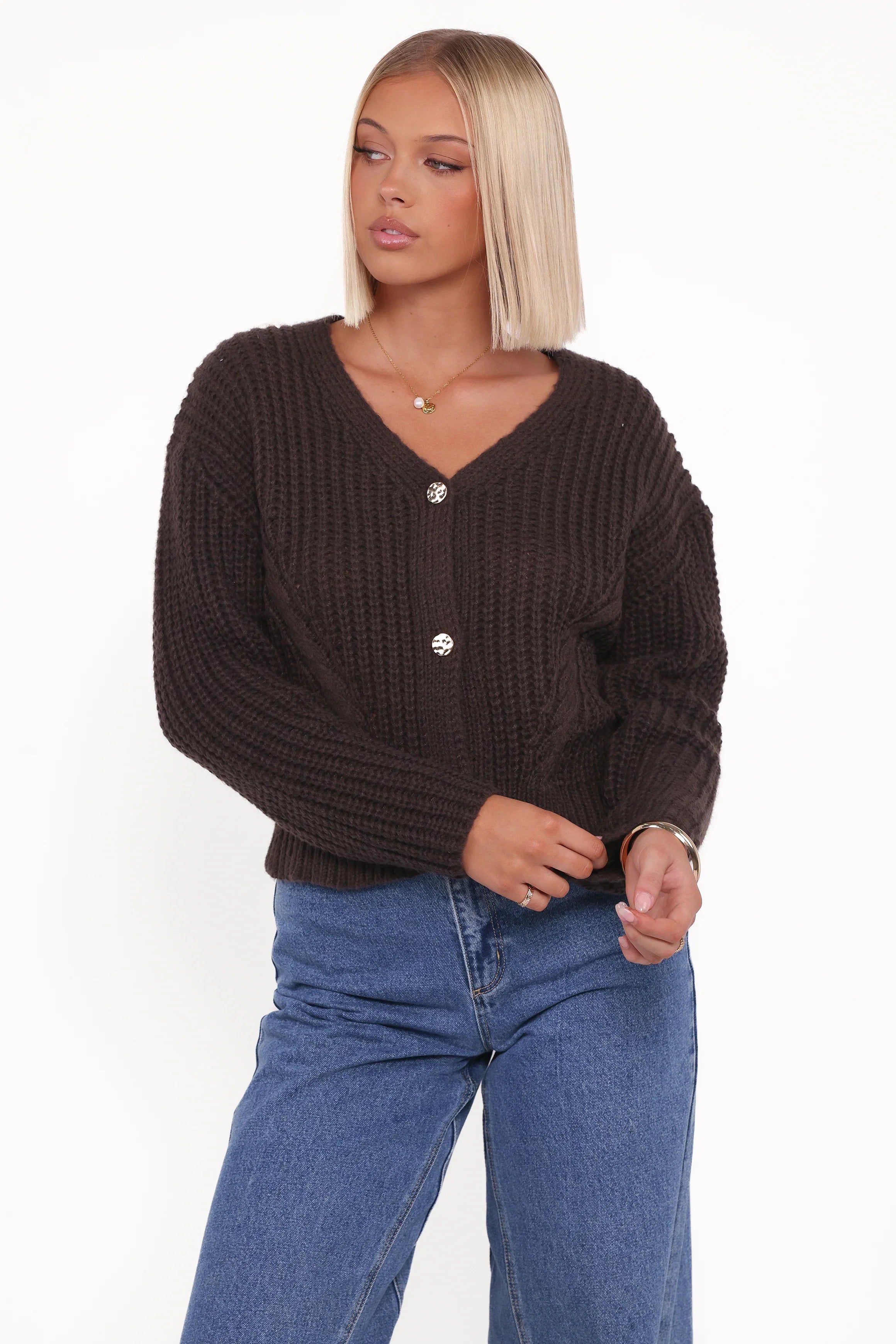 Henderson Thick Knit Cardigan Brown