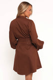 Phoenix Long Sleeve Mini Dress Brown Denim