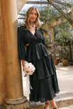 PIppa Long SLeeve Midi Dress Black