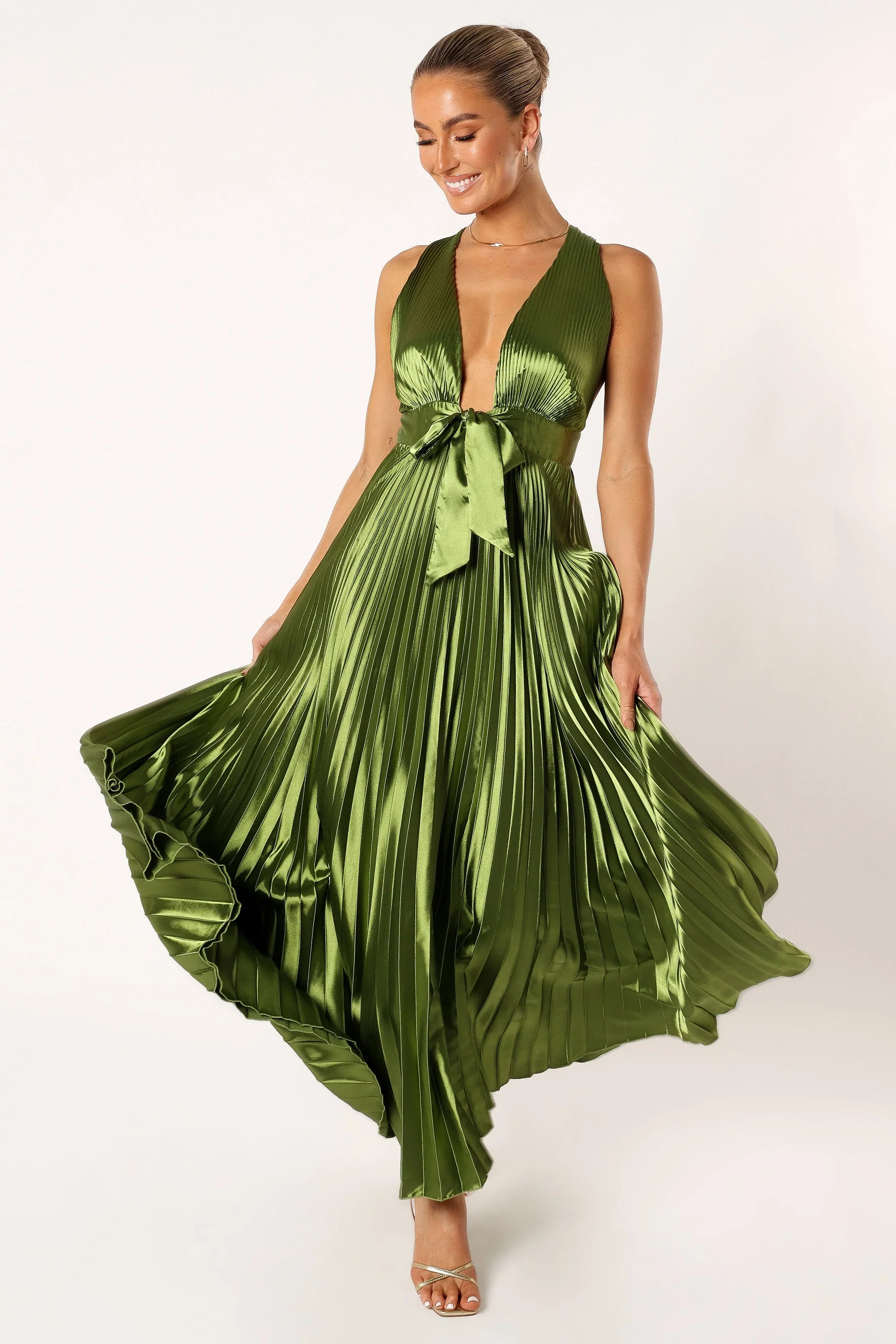 Kris Pleated Maxi Dress Martini Olive