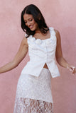 Xara Satin Vest with Rosettes Ivory