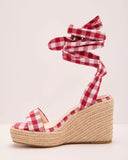 Sun Muse Gingham Espadrille Wedge Sandals