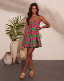 Sun Gardenia Cotton Floral Print Mini Dress