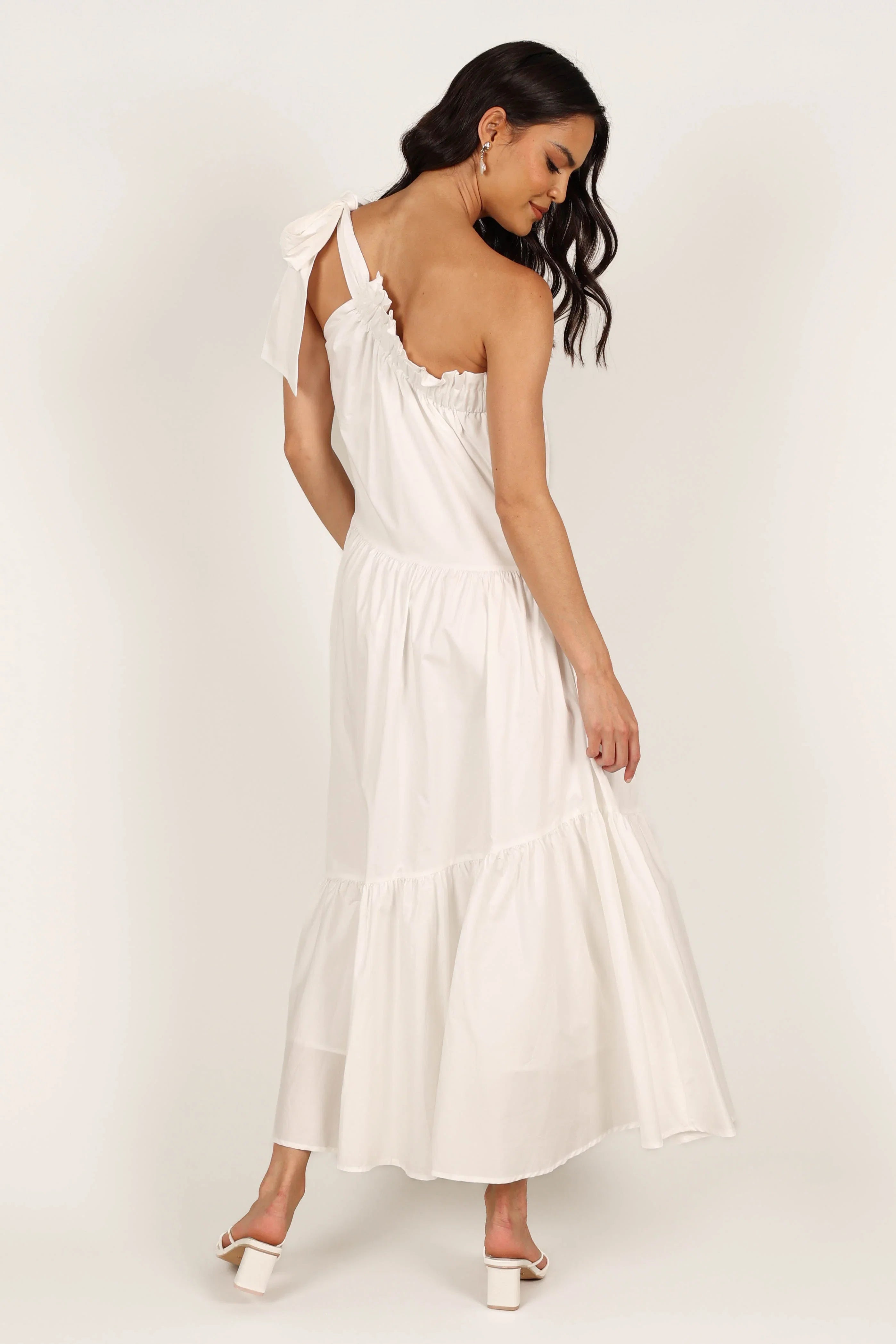 Ava One Shoulder Maxi Dress White