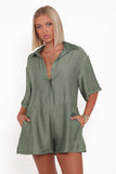 Kiya Drop Waist Romper Palm Green